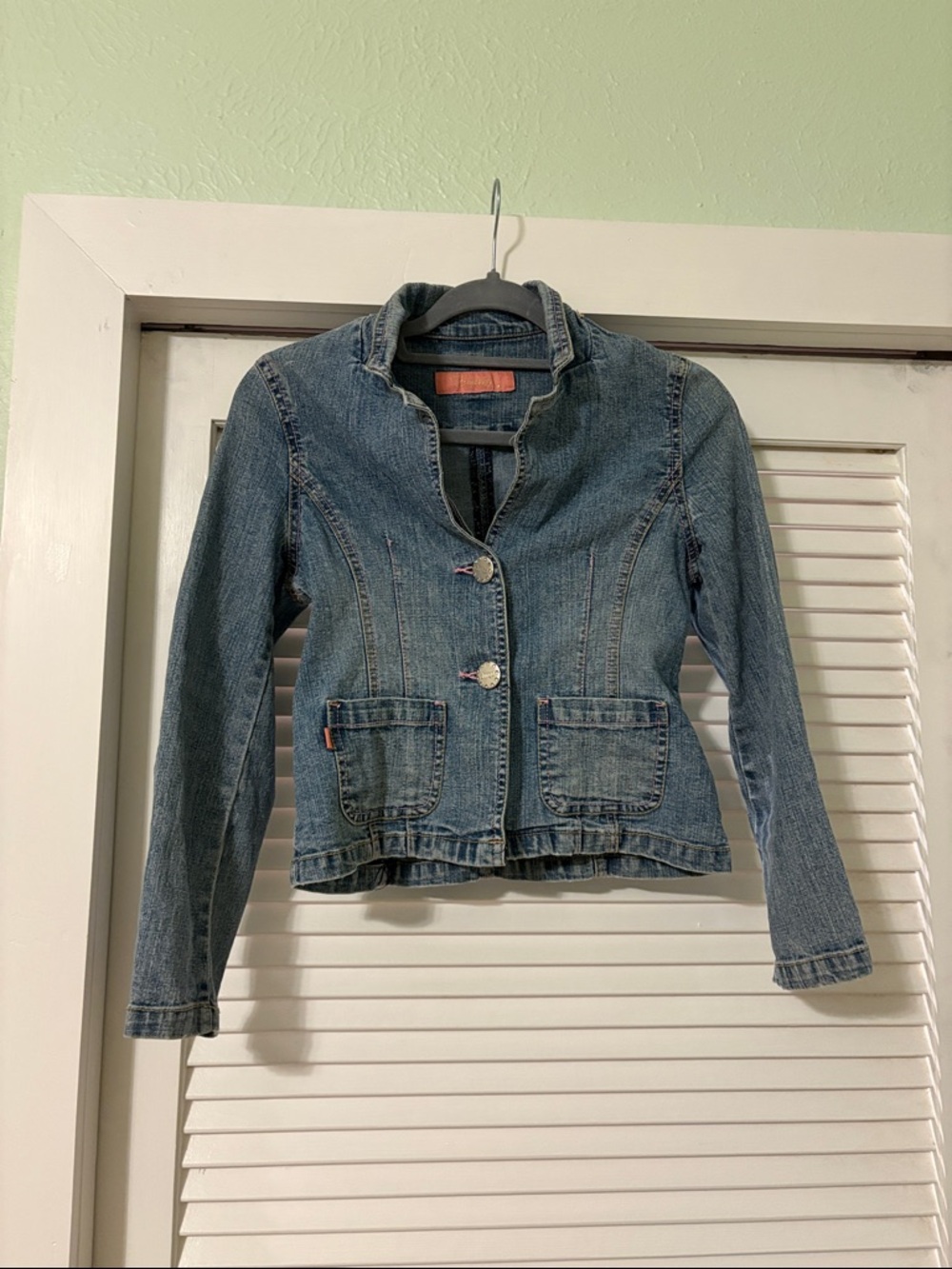 BONGO Y2K Pink Stitching Denim Jacket Fitted/Cropped Vintage
